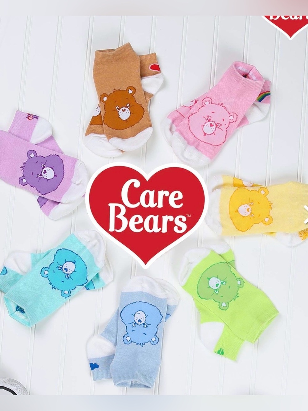 NWT Elope Care Bears face 7 pair ankle socks
